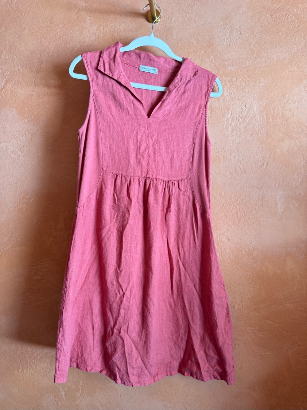 Terzo Millennio Italian Linen Sleeveless Pink Tunic Dress M